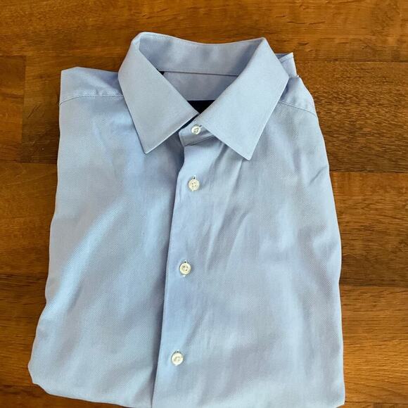 David‎ Donahue Trim Tic Blue Beautiful Long Sleeve Shirt Sz. 34/35 - Picture 1 of 6